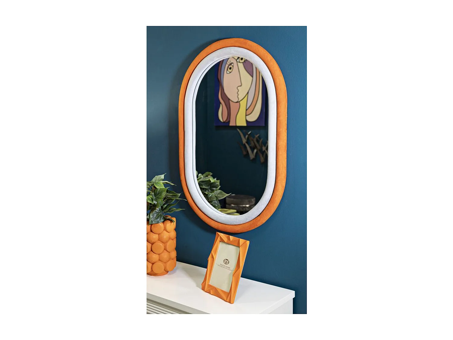 Lustro w Ramie MF469, Pomarańczowy, 60x4x90 cm, Seven Design