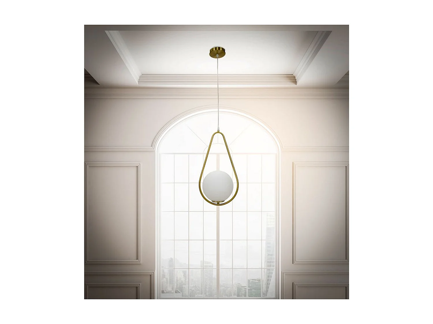 Lampa Wisząca MF81, Złoto, 24x20x46 cm, Seven Design