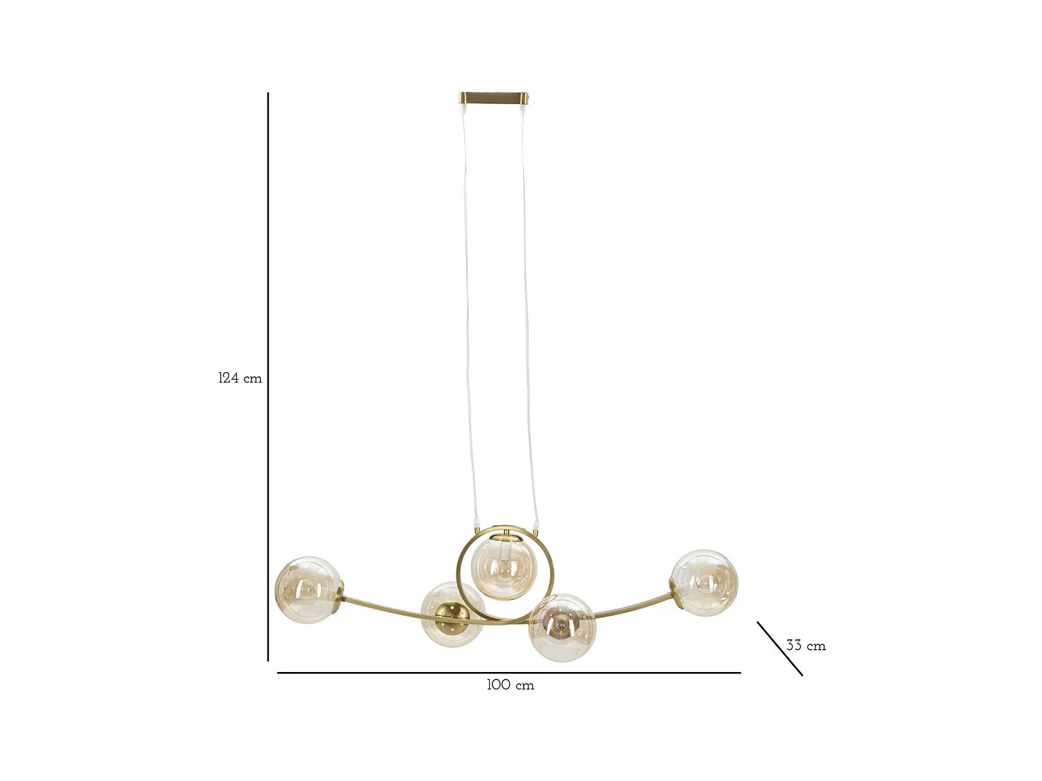 Hanglamp MF83, Goud, 100x30x30 cm, Seven Design