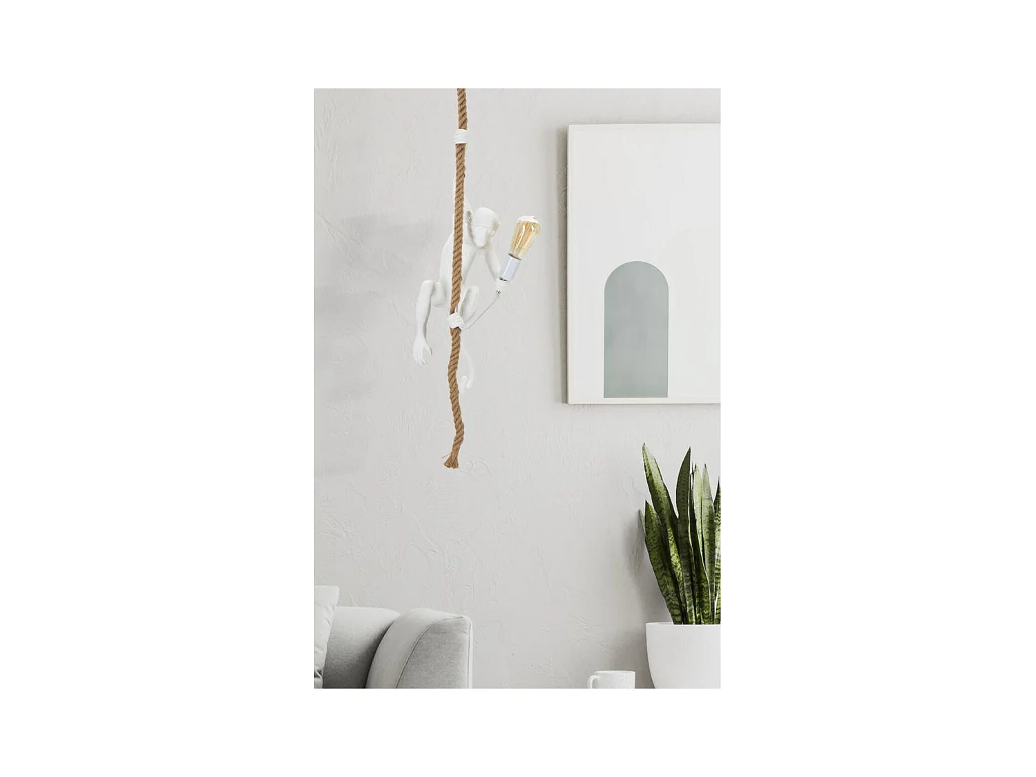 Lampada a Sospensione Scimmia, Bianco, 27x32x60 cm, Epikasa