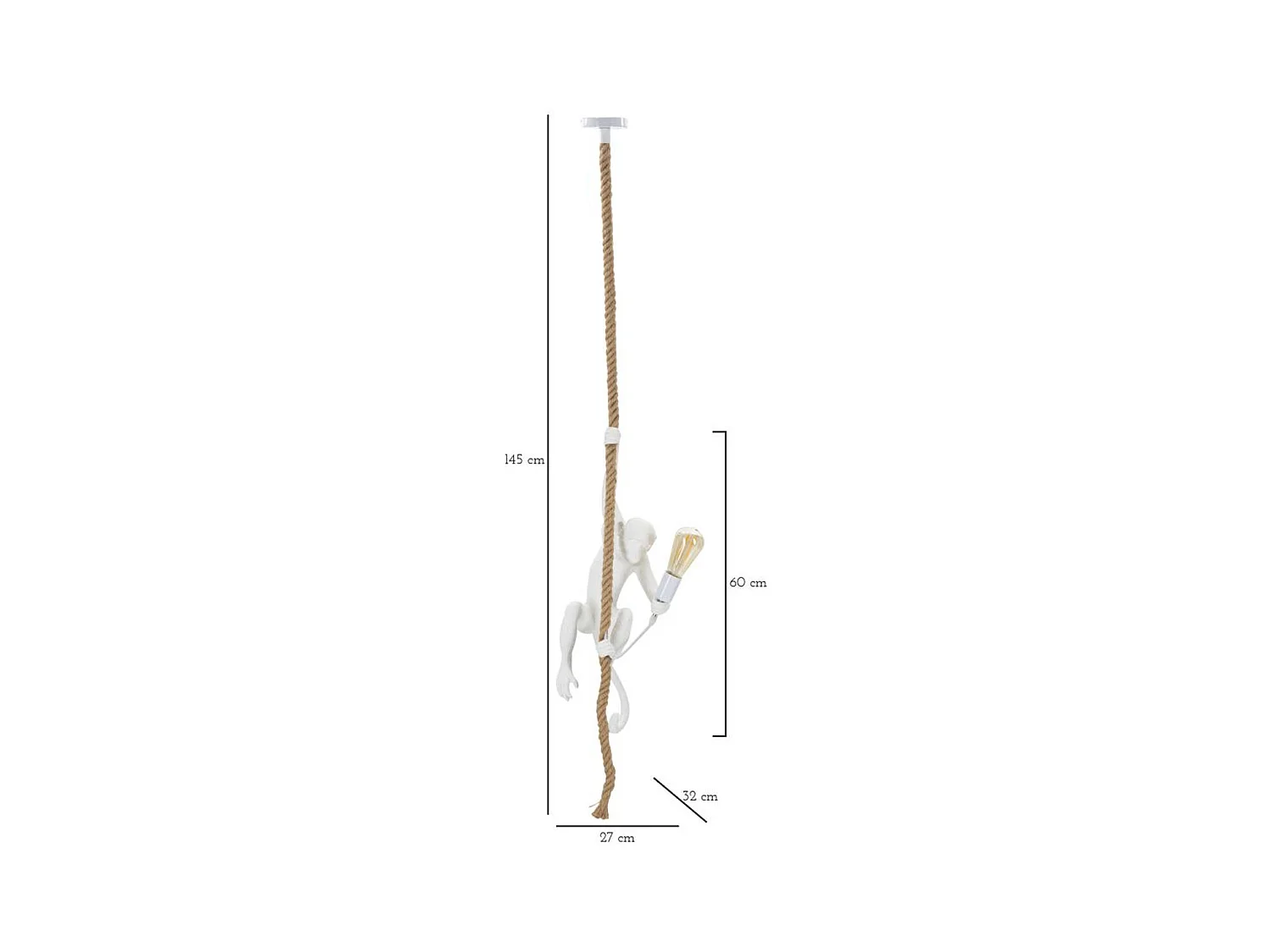 Lampada a Sospensione Scimmia, Bianco, 27x32x60 cm, Epikasa