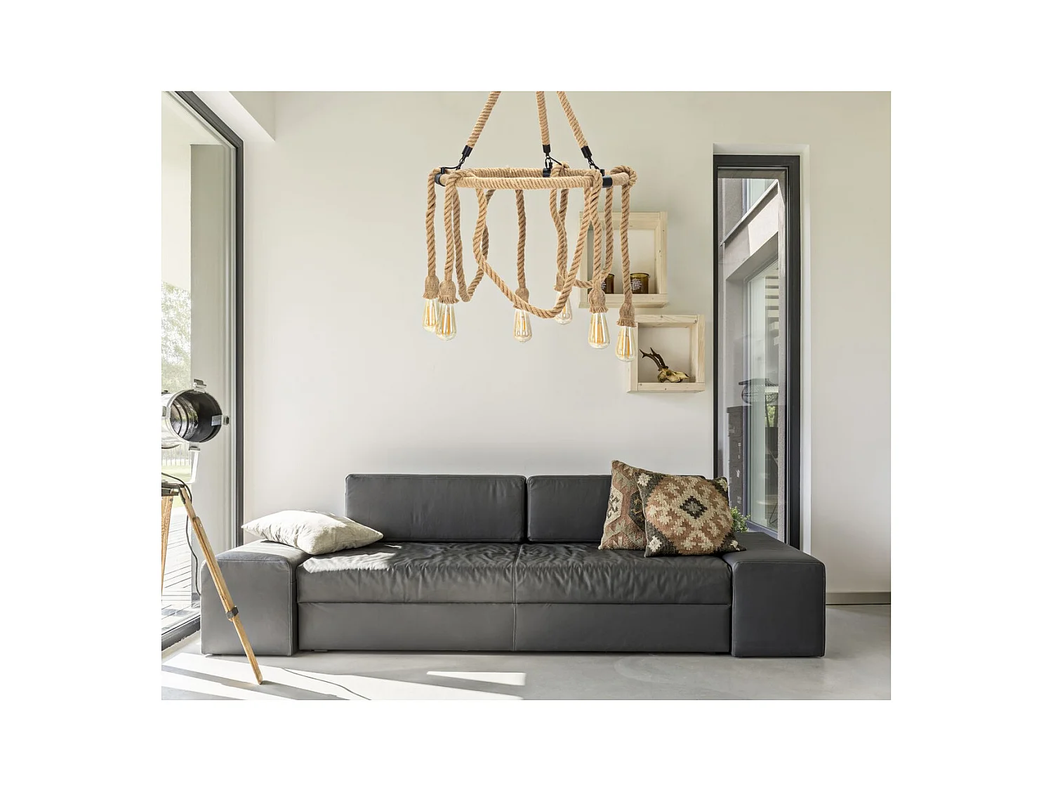 Lampada a Sospensione MF75, Marrone, 64x64x90 cm, Epikasa