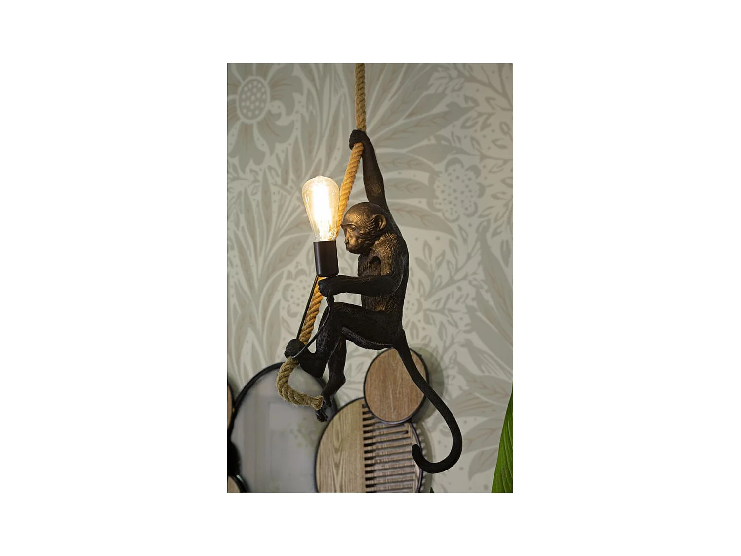 Lampa Wisząca Małpa 2, Czarny, 27x32x60 cm, Epikasa