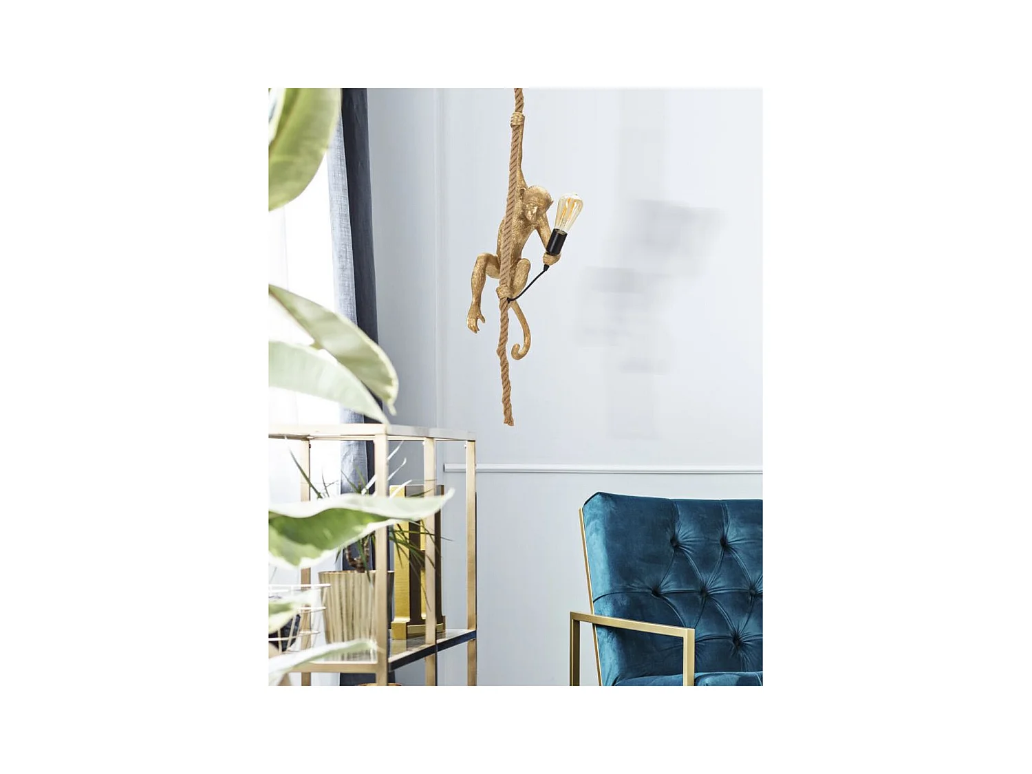 Lampa Wisząca Małpa 1, Złoto, 27x32x60 cm, Epikasa