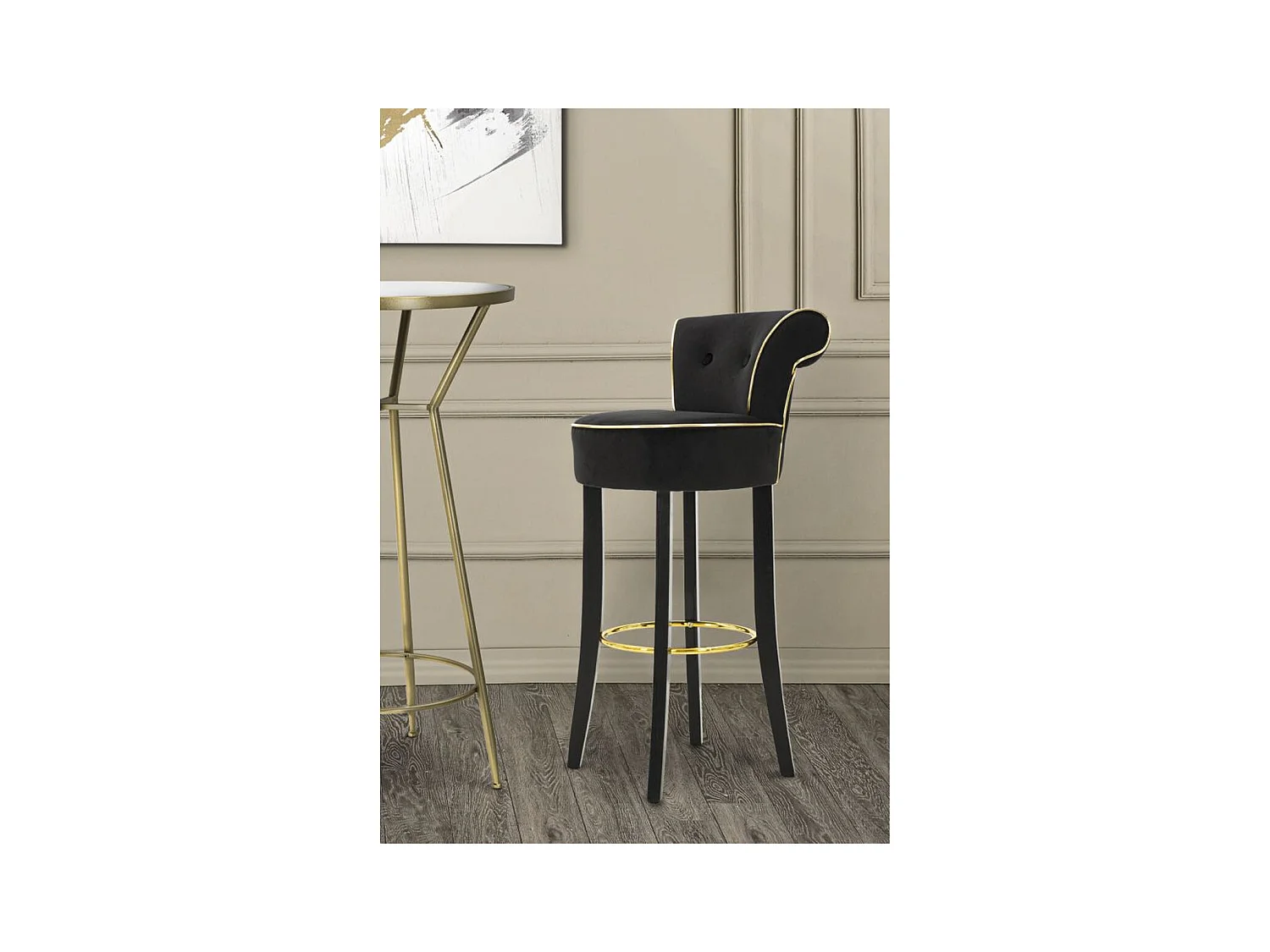 Tabouret Haut MF442, Noir, 46x48x96 cm, Seven Design
