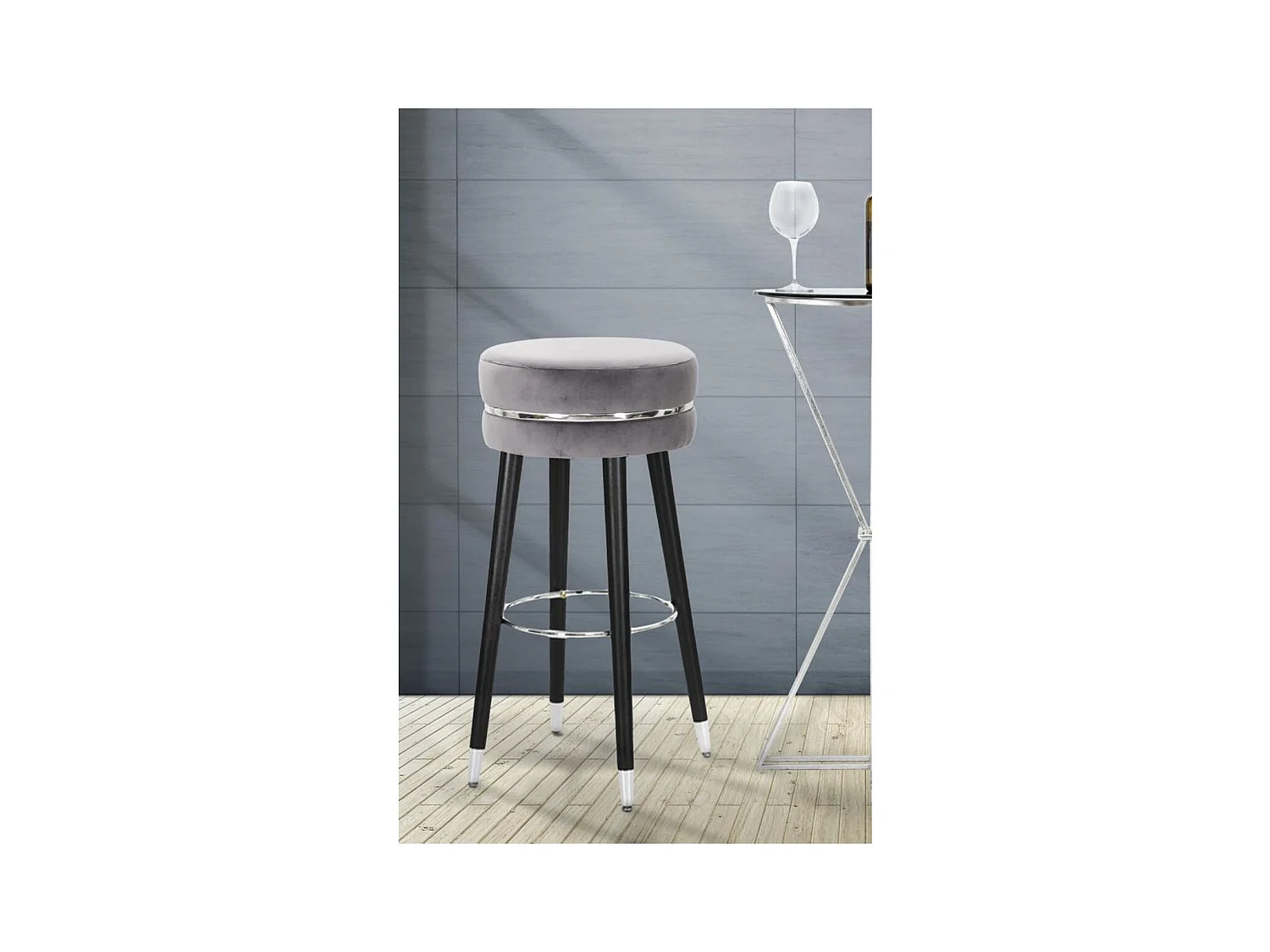 Tabouret Haut MF436, Gris, 35x35x74 cm, Seven Design