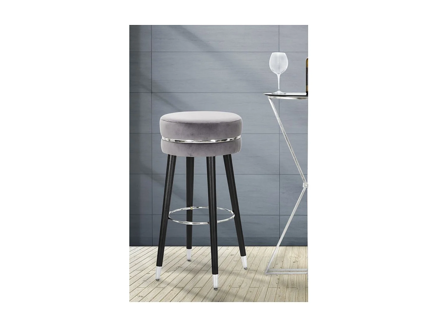 Hoge Kruk MF436, Grijs, 35x35x74 cm, Seven Design