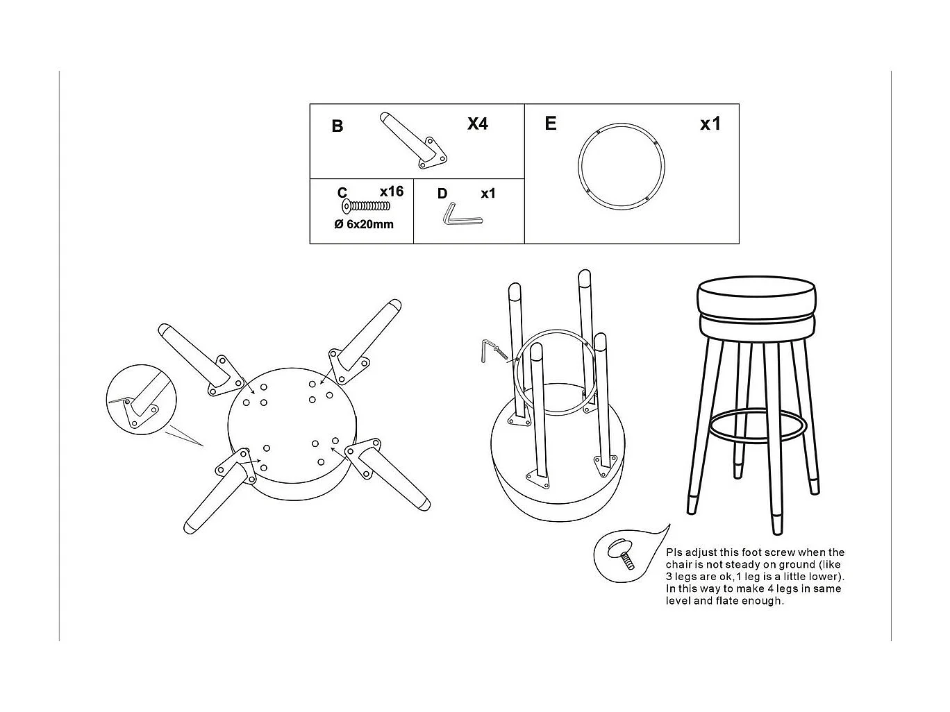 Hoge Kruk MF436, Grijs, 35x35x74 cm, Seven Design