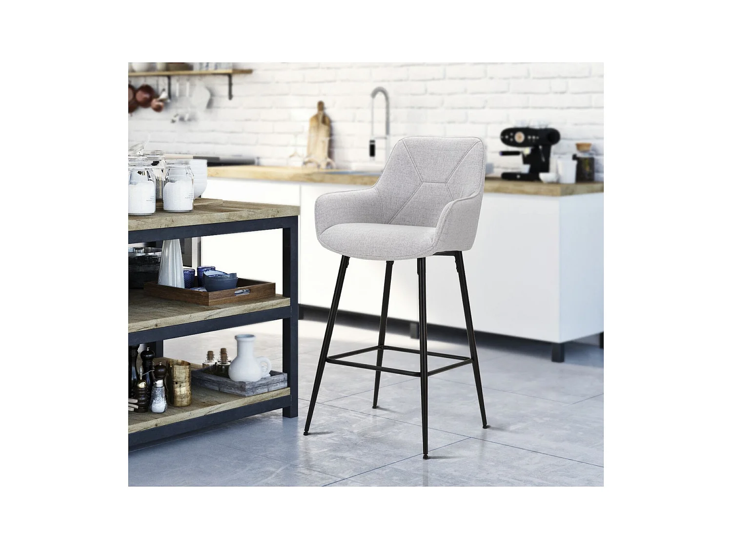 Zestaw 2 wysokich stołków MF434, Szary, 55x55x109 cm, Epikasa