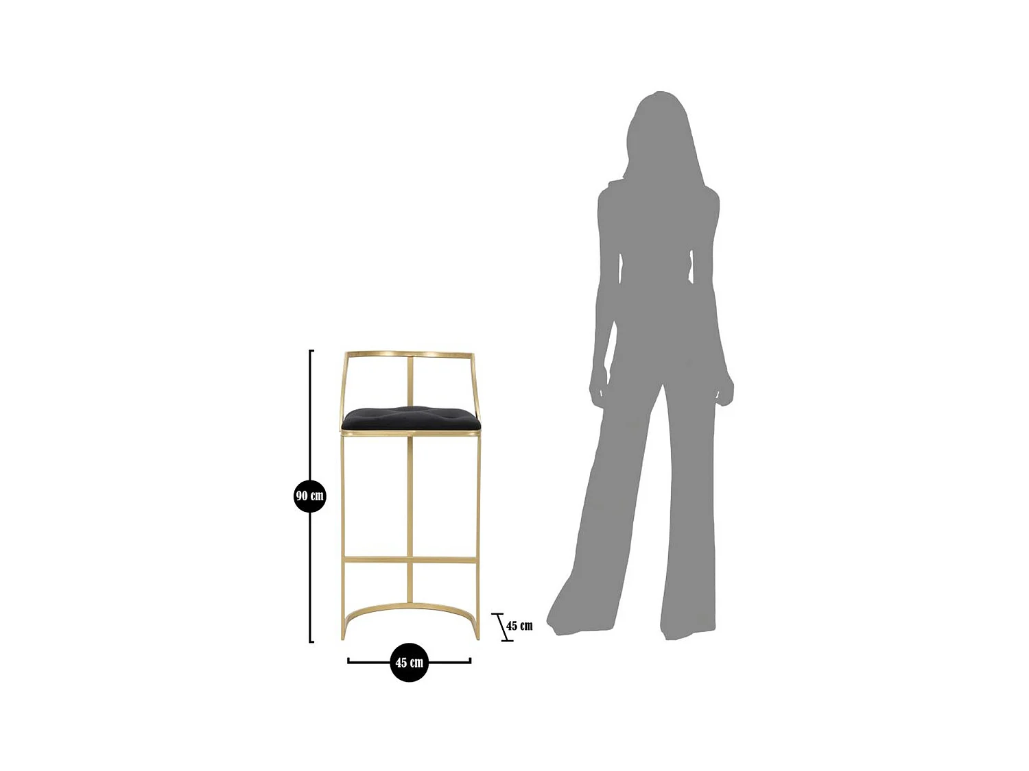 Banco Alto MF450, Ouro, 45x45x90 cm, Epikasa