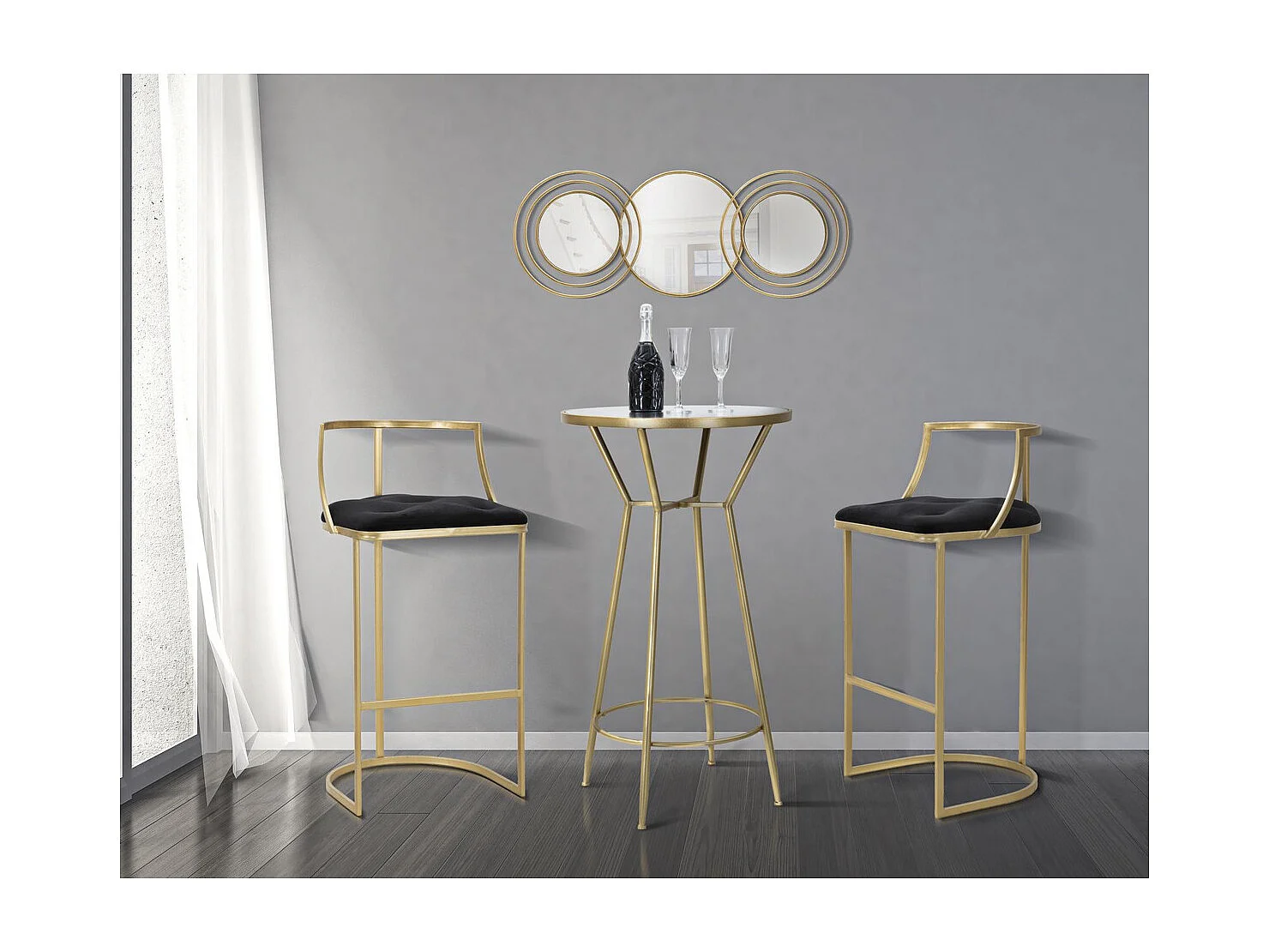 Tabouret Haut MF450, Or, 45x45x90 cm, Seven Design