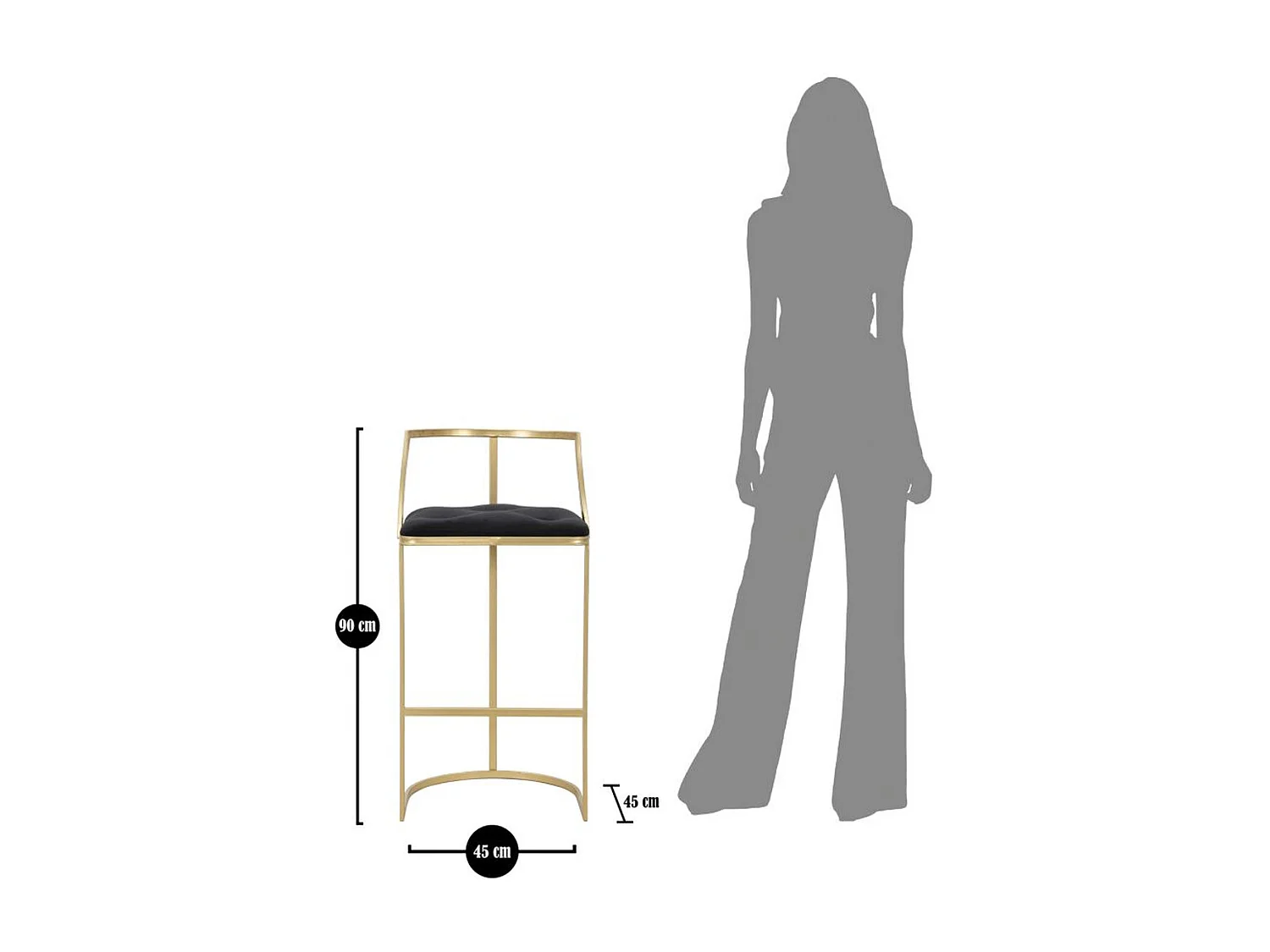Tabouret Haut MF450, Or, 45x45x90 cm, Seven Design