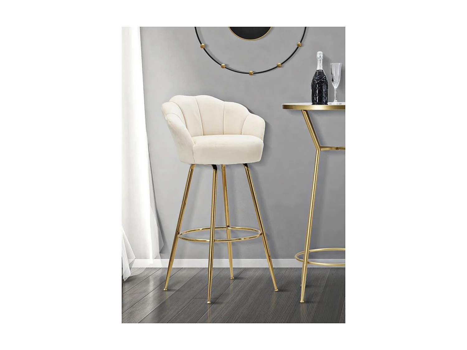 Tabouret Haut MF451, Beige, 55x53x110 cm, Seven Design