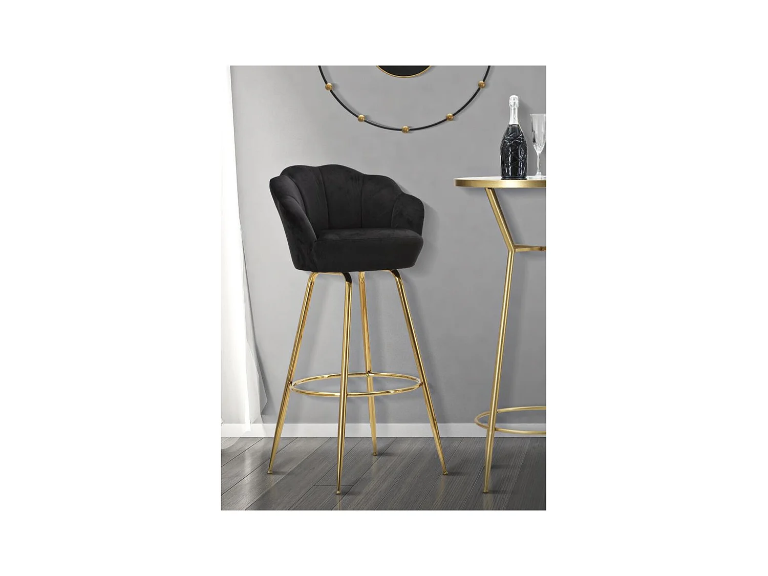 Tabouret Haut MF452, Noir, 55x53x110 cm, Seven Design
