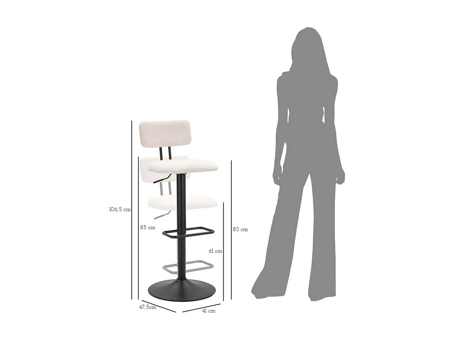 Zestaw 2 wysokich stołków MF446, Biały, 41x47,5x85 cm, Seven Design