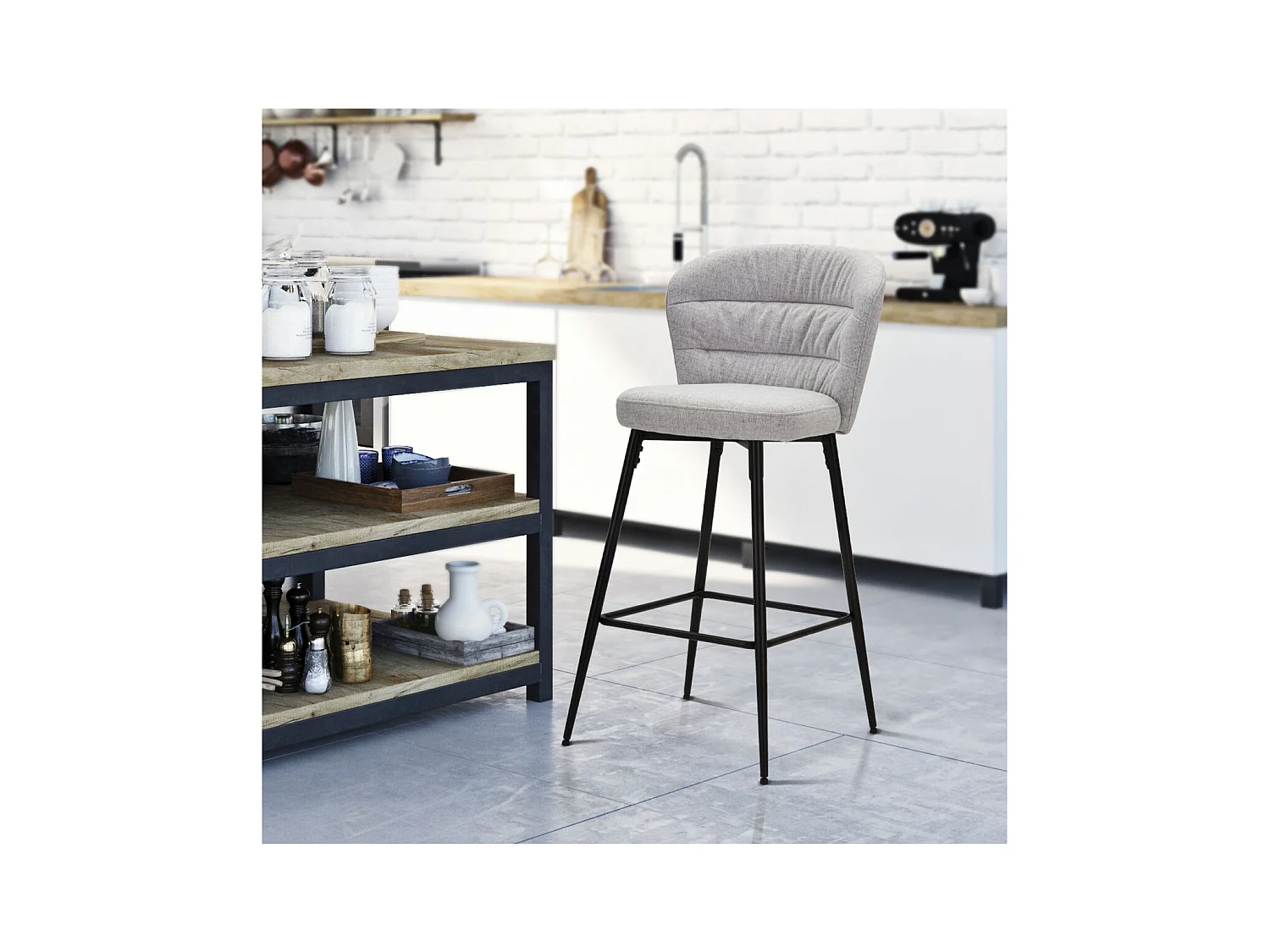 Zestaw 2 wysokich stołków MF432, Szary, 52x59x108 cm, Epikasa