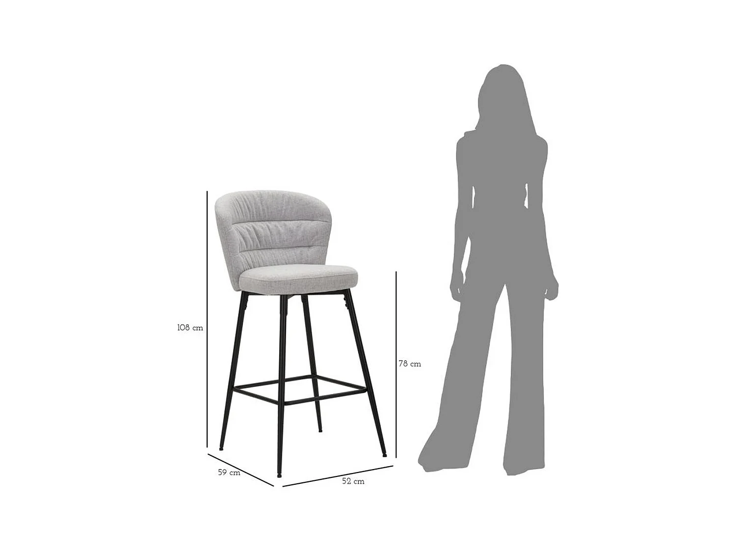 Zestaw 2 wysokich stołków MF432, Szary, 52x59x108 cm, Epikasa