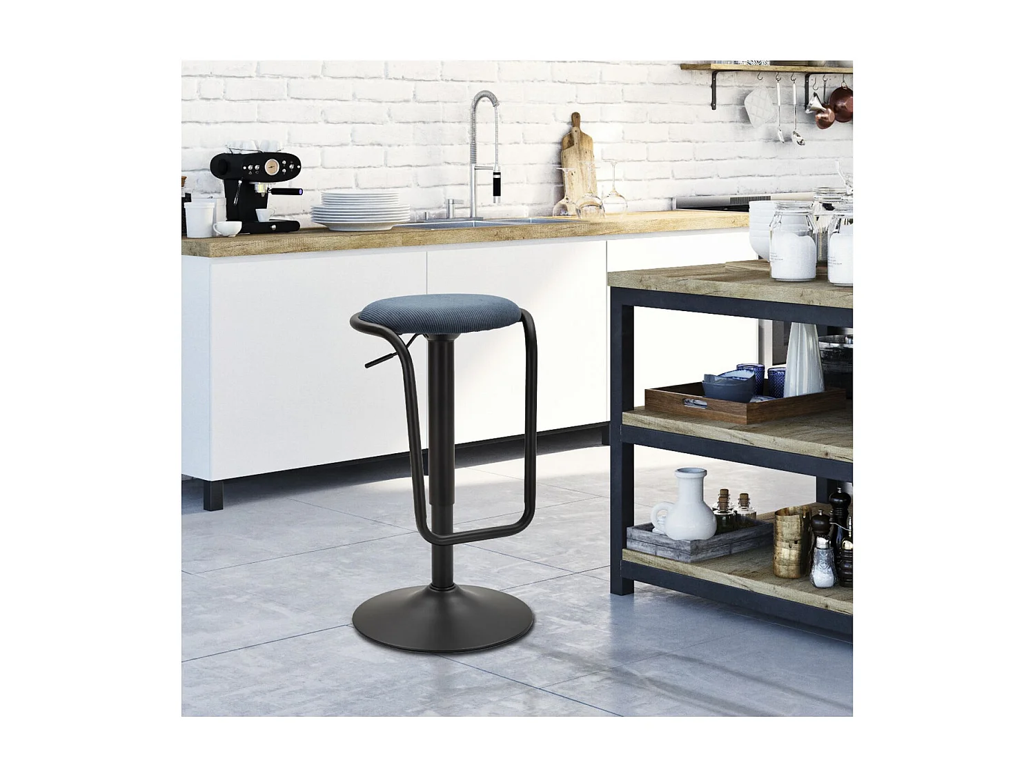 Sgabello Alto MF449, Blu, 41x41x61 cm, Epikasa