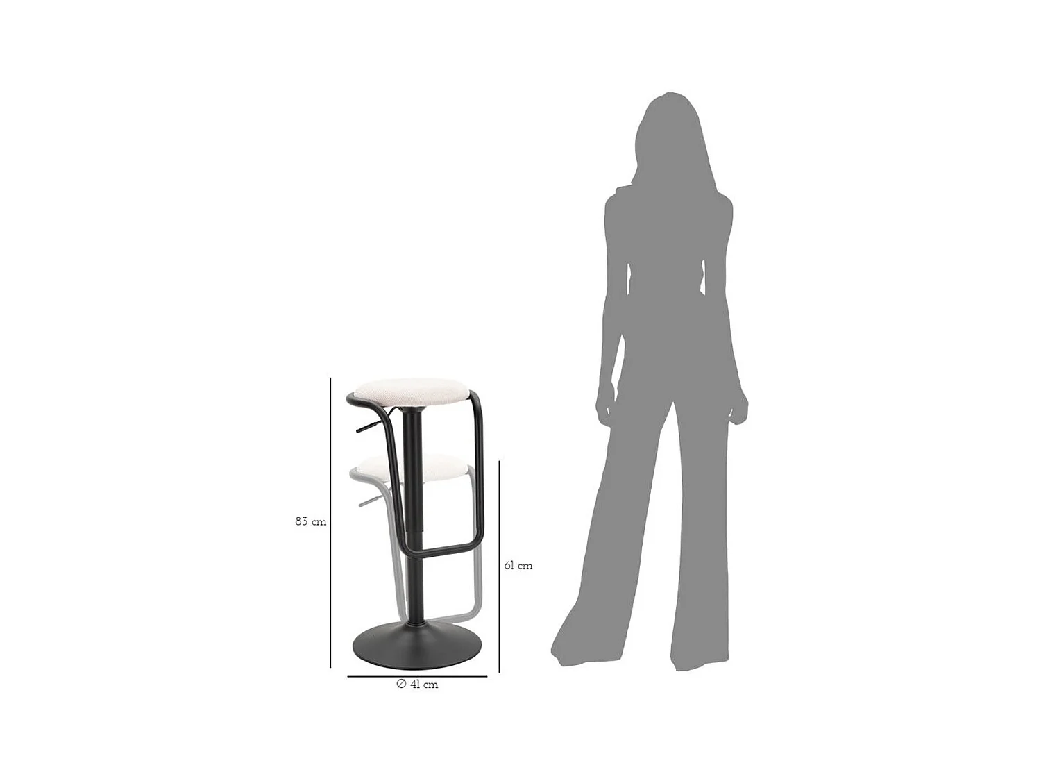 Sgabello Alto MF448, Bianco, 41x41x61 cm, Epikasa