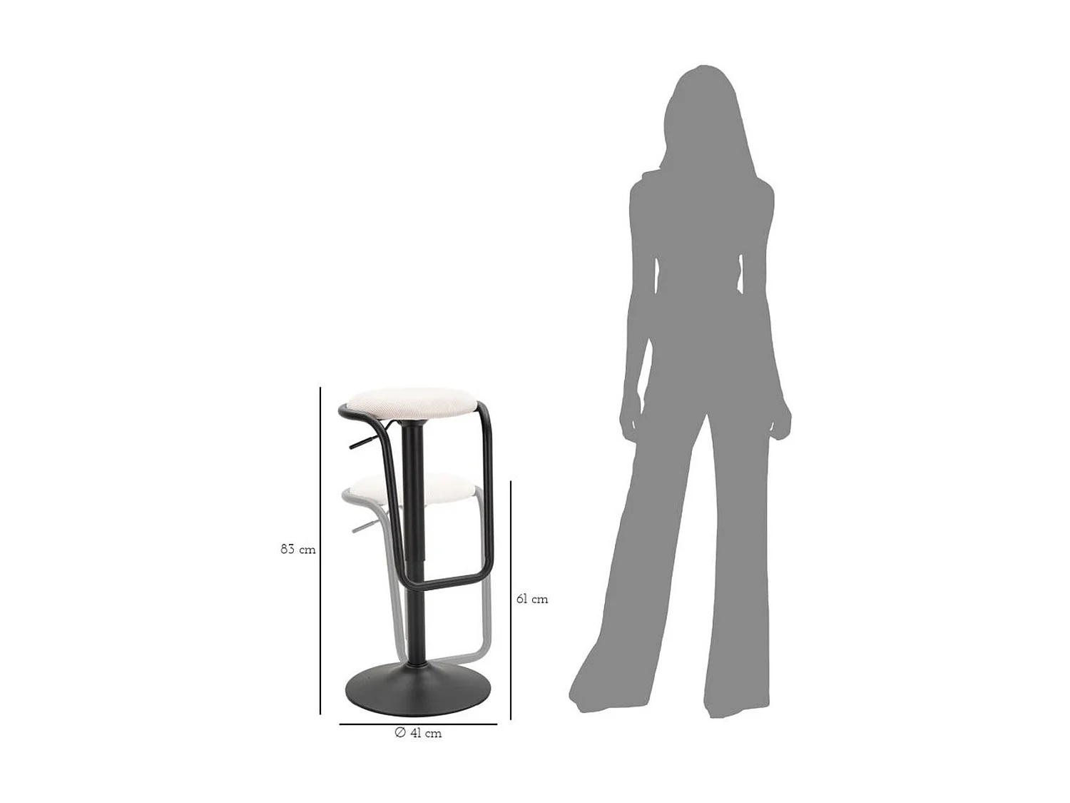 Tabouret Haut MF448, Blanc, 41x41x61 cm, Seven Design