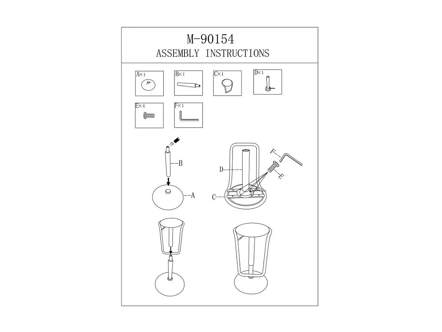 Tabouret Haut MF448, Blanc, 41x41x61 cm, Seven Design