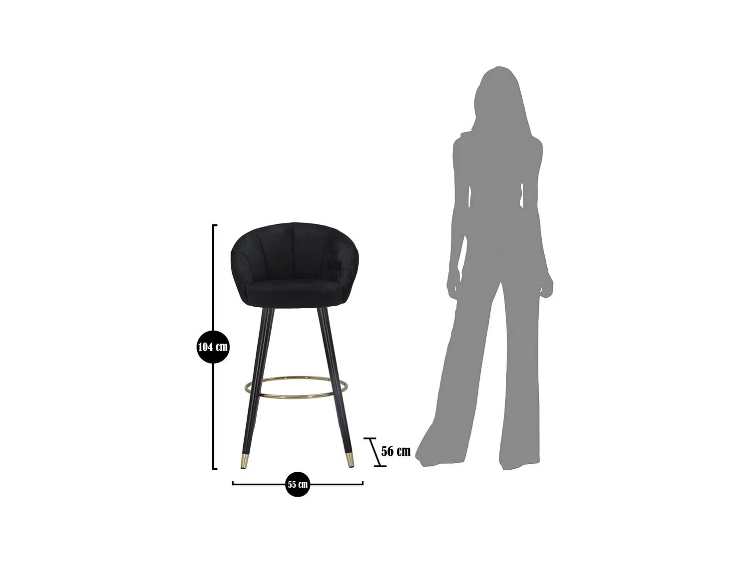 Wysoki Stołek MF430, Czarny, 55x56x104 cm, Epikasa