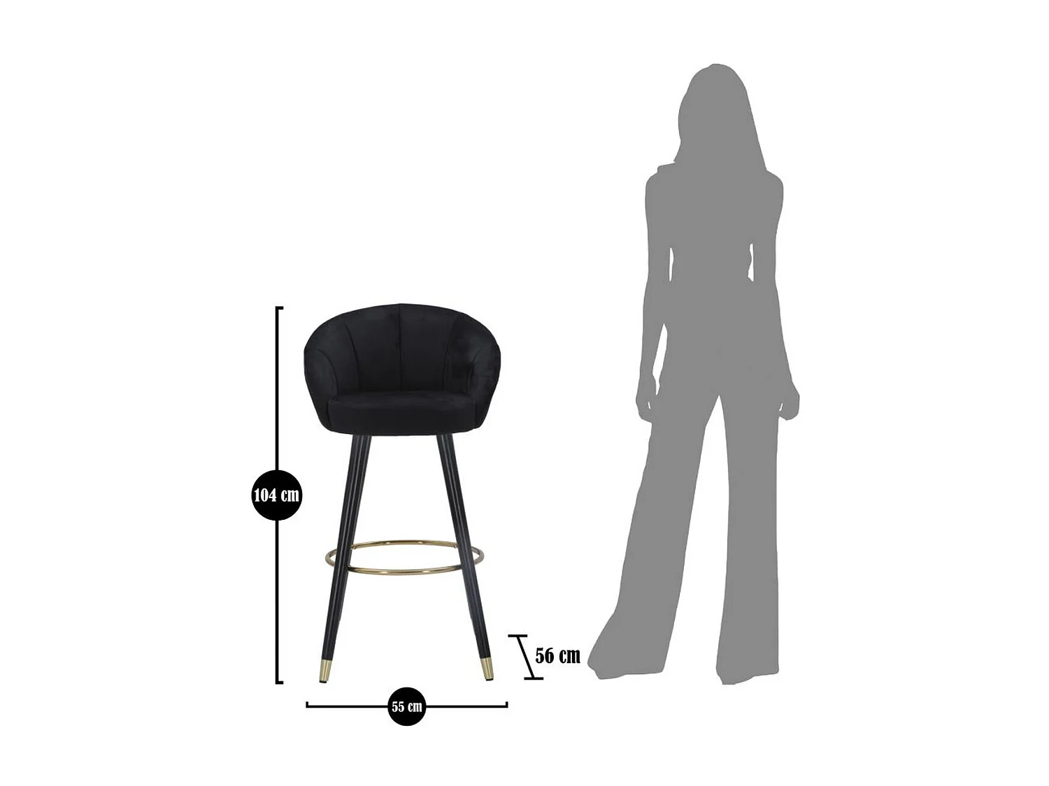 Sgabello Alto MF430, Nero, 55x56x104 cm, Seven Design