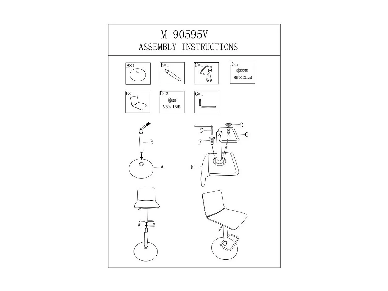 Conjunto de 2 Bancos Altos MF444, Branco, 43x49,5x85,5 cm, Seven Design