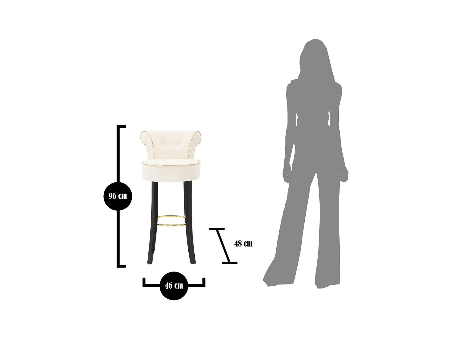 Sgabello Alto MF440, Beige, 46x48x96 cm, Epikasa