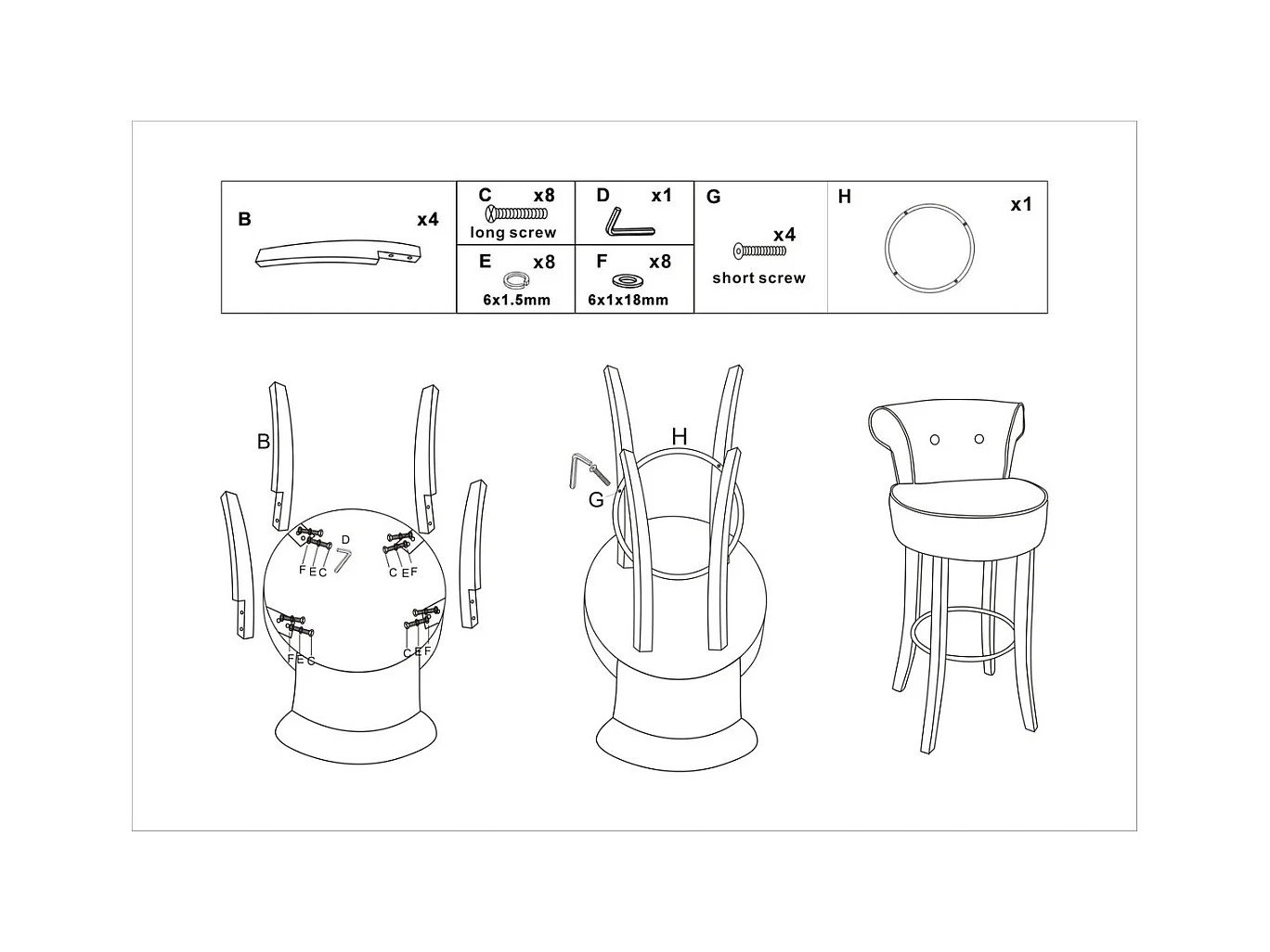 Sgabello Alto MF440, Beige, 46x48x96 cm, Epikasa