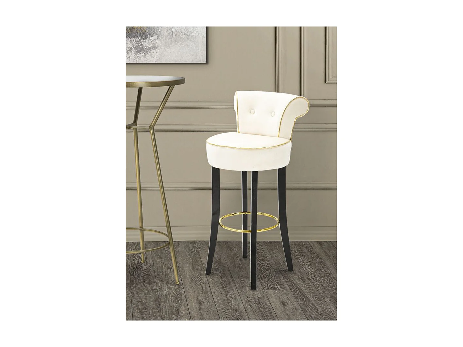 Tabouret Haut MF440, Beige, 46x48x96 cm, Seven Design