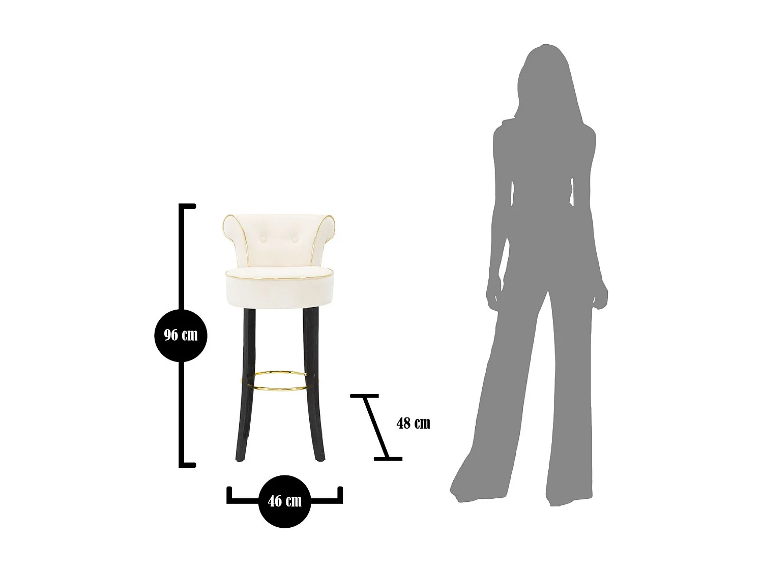 Tabouret Haut MF440, Beige, 46x48x96 cm, Seven Design