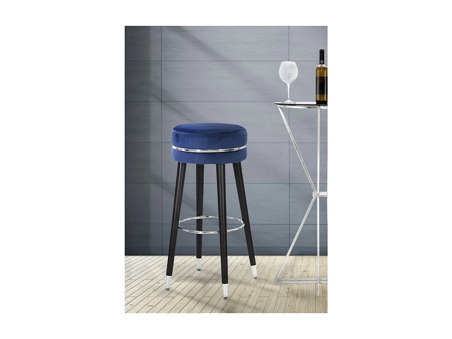 Wysoki Stołek MF435, Niebieski, 35x35x74 cm, Epikasa