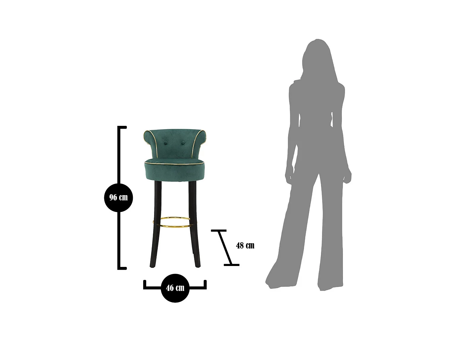 Sgabello Alto MF443, Verde, 46x48x96 cm, Epikasa