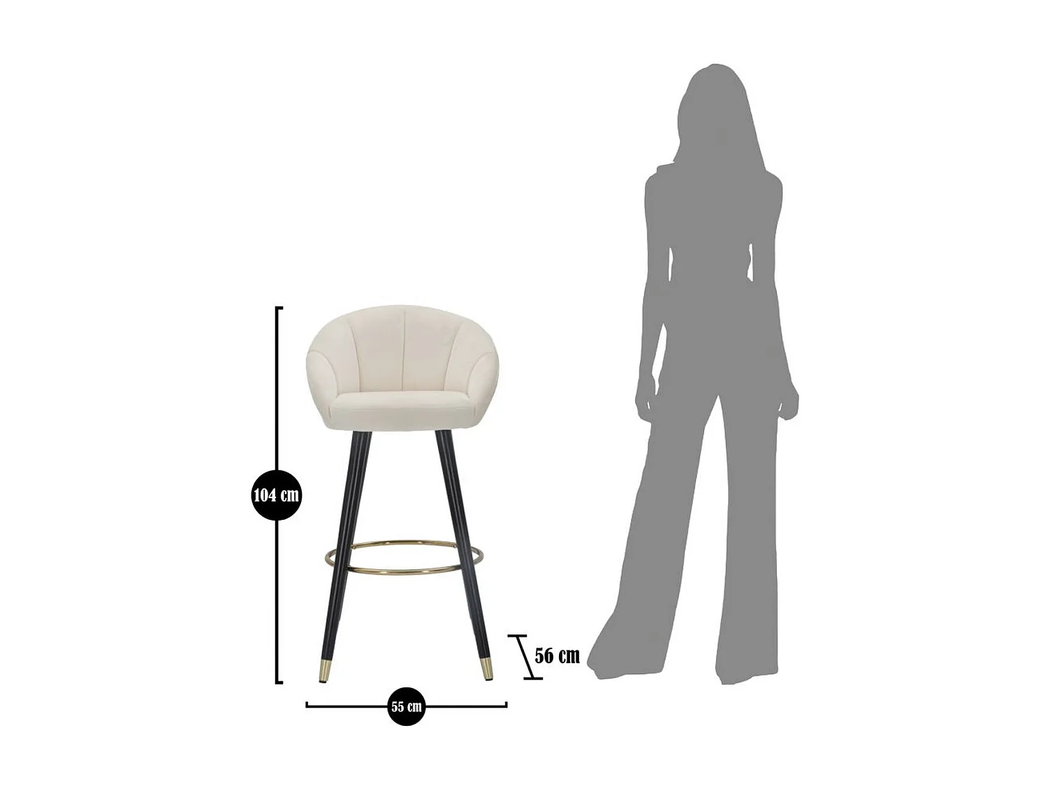 Tabouret Haut MF429, Beige, 55x56x104 cm, Seven Design