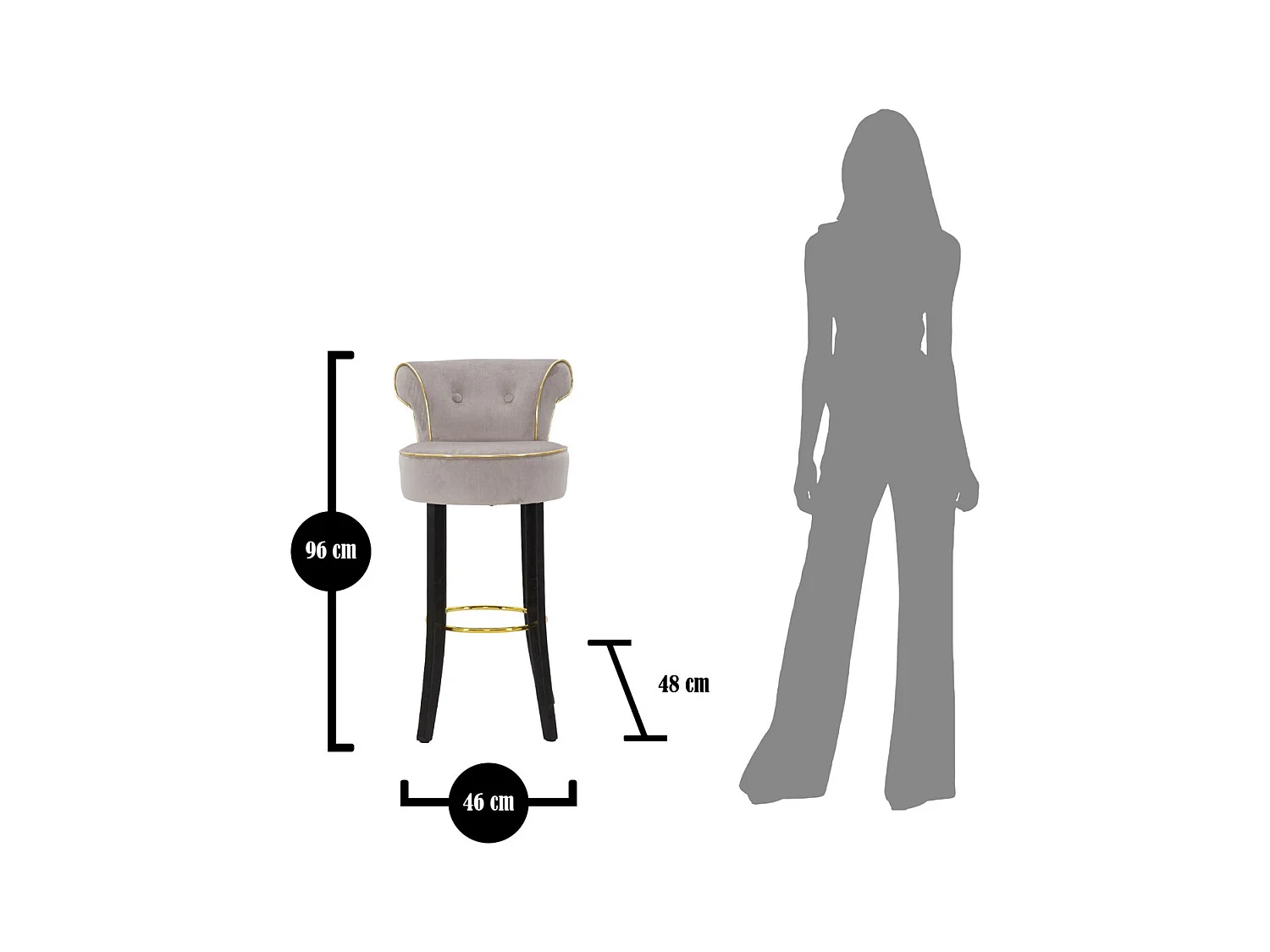 Hoge Kruk MF441, Grijs, 46x48x96 cm, Epikasa