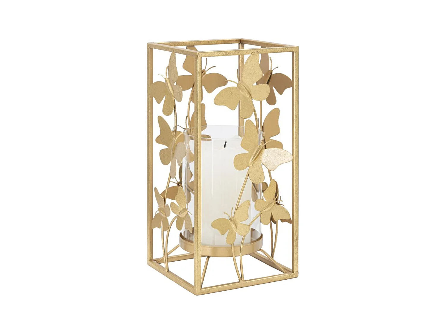 Suporte de Velas Borboleta 21, Ouro, 14x14x29 cm, Seven Design