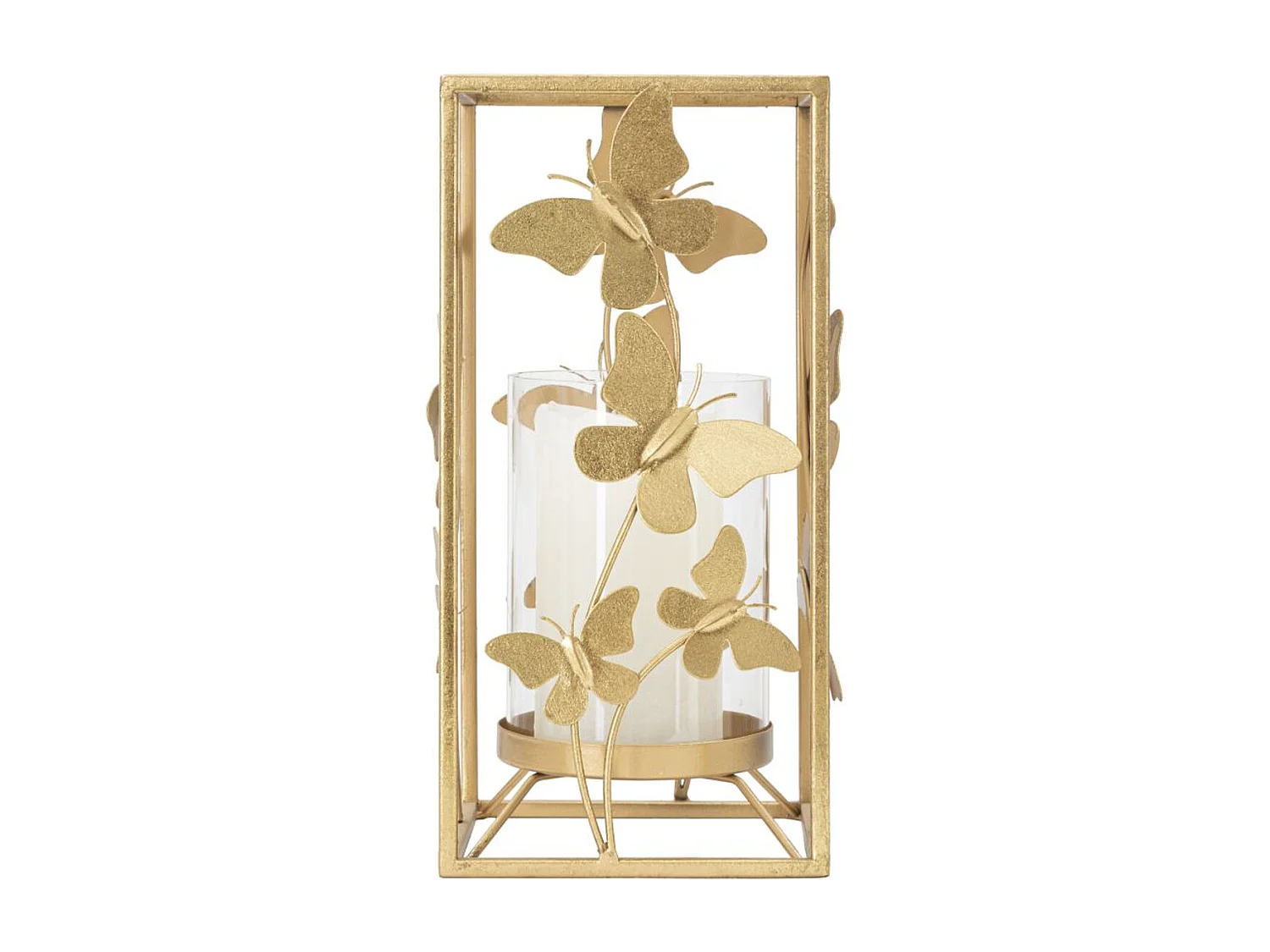 Suporte de Velas Borboleta 21, Ouro, 14x14x29 cm, Seven Design