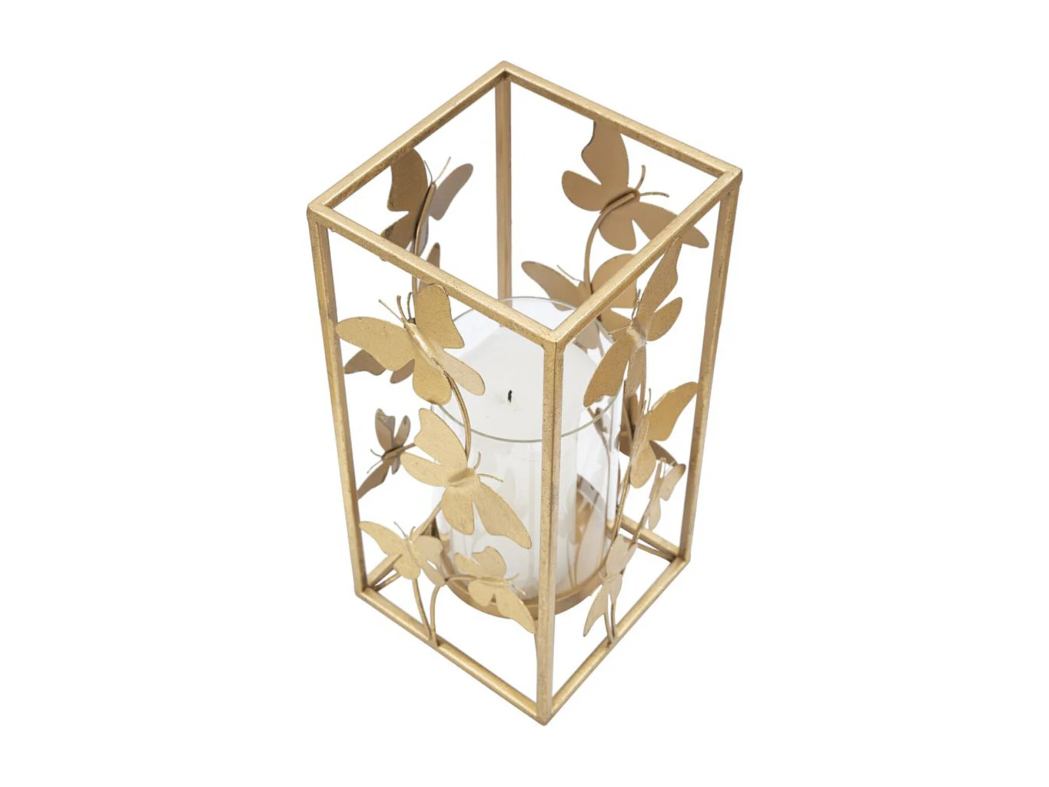 Suporte de Velas Borboleta 21, Ouro, 14x14x29 cm, Seven Design
