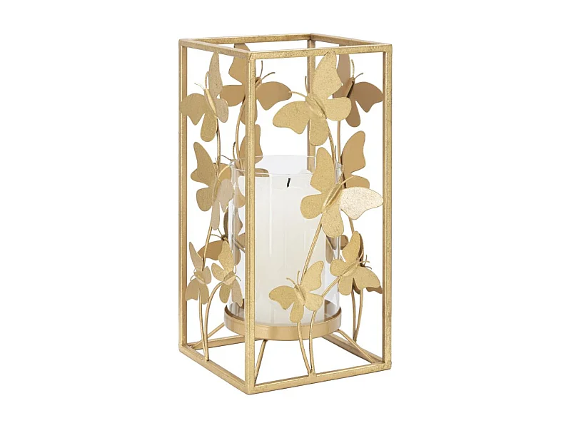 Suporte de Velas Borboleta 21, Ouro, 14x14x29 cm, Seven Design