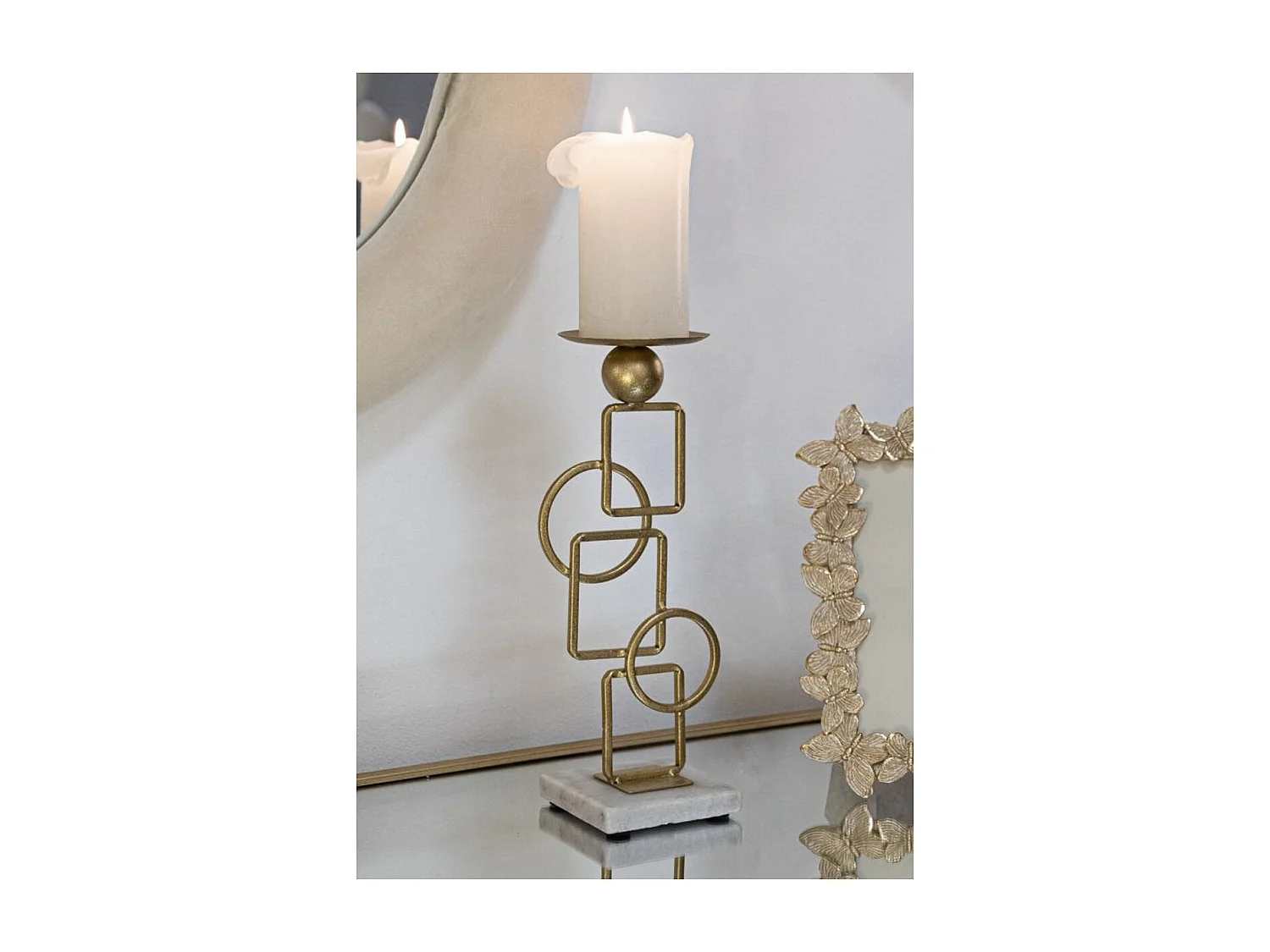 Świecznik MF343, Złoto, 13x10x31,5 cm, Seven Design