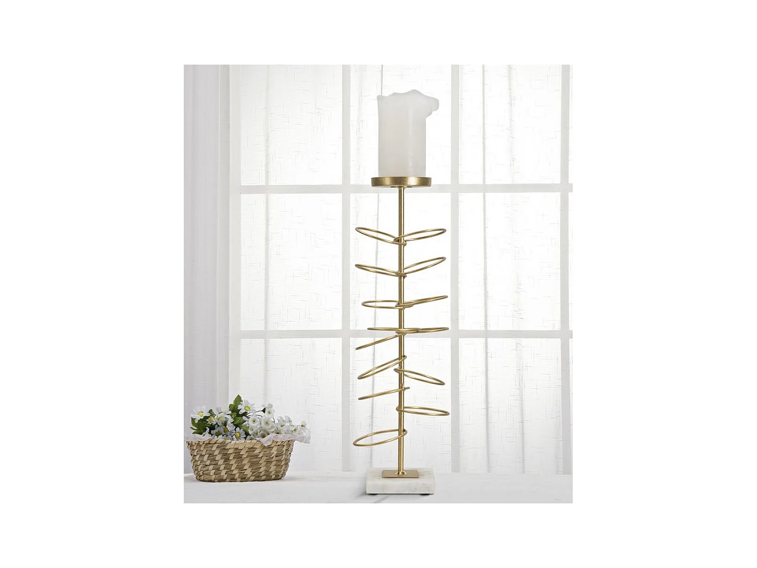 Kaarsenhouder MF341, Goud, 14x13x46 cm, Epikasa