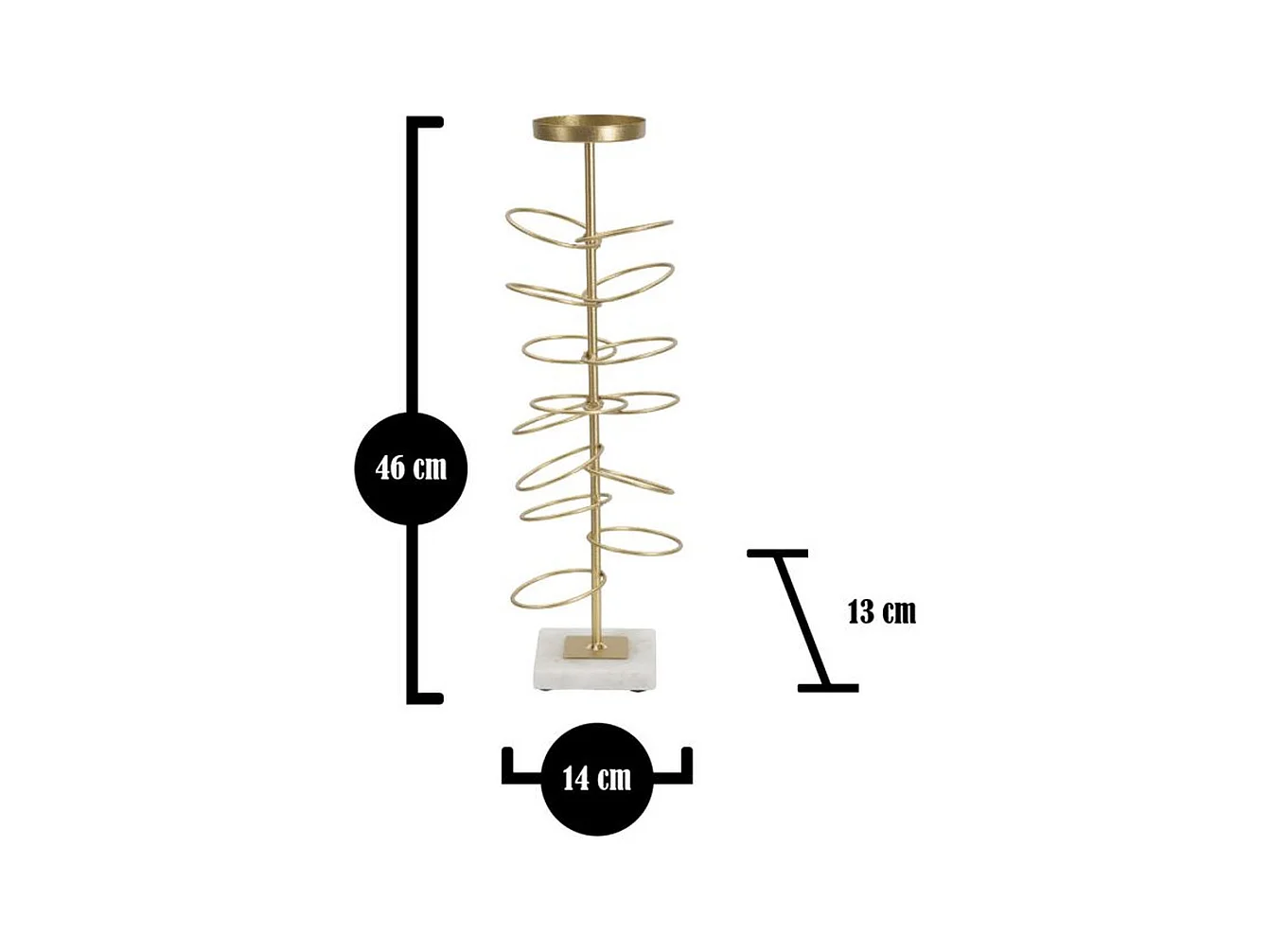Kaarsenhouder MF341, Goud, 14x13x46 cm, Epikasa