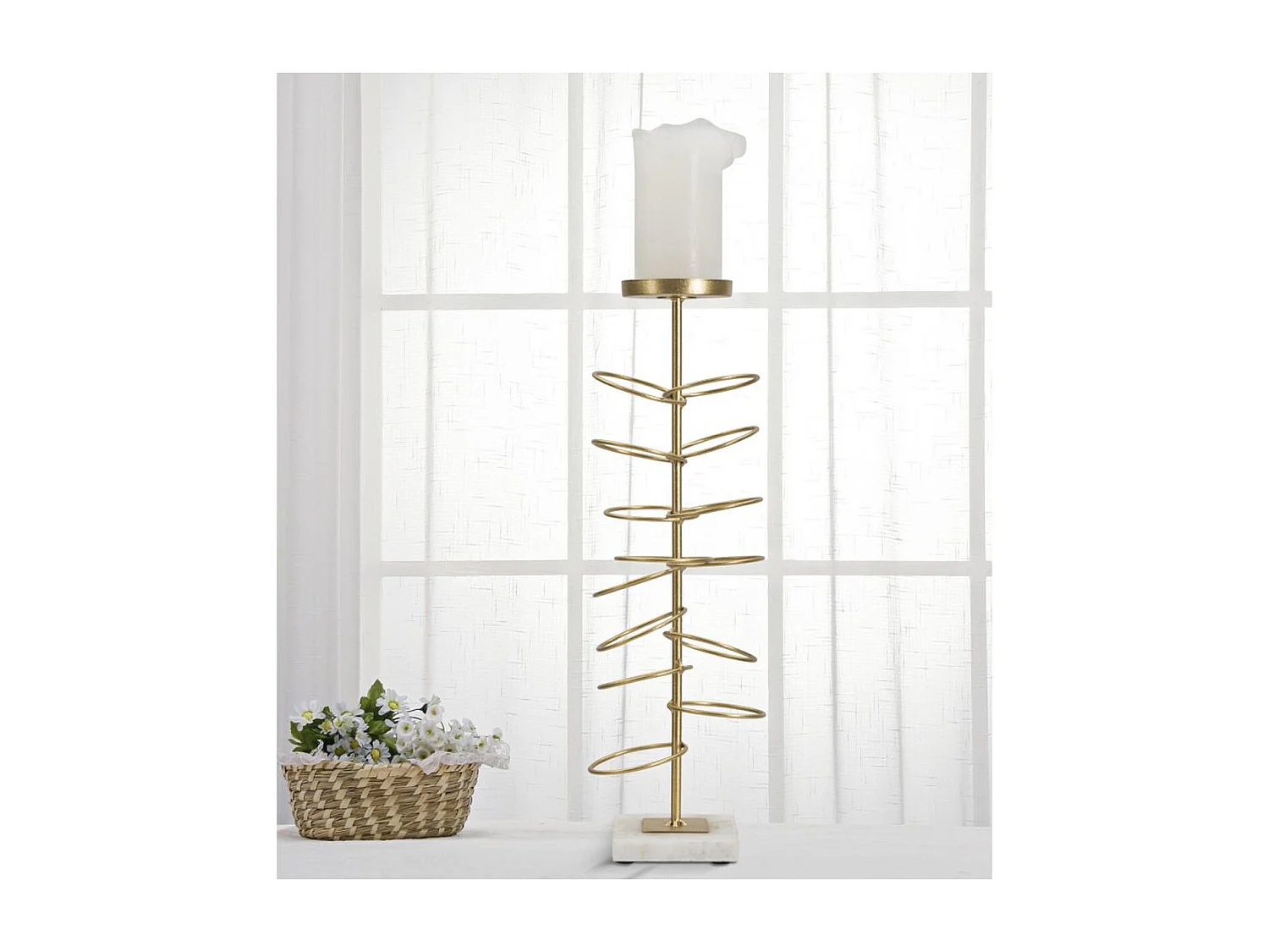 Świecznik MF341, Złoto, 14x13x46 cm, Seven Design