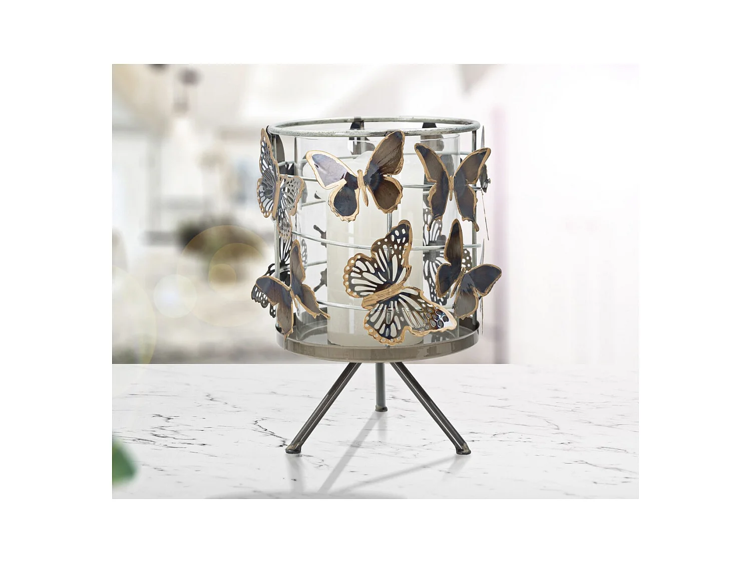 Suporte de Velas Borboleta 20, Multicolorido, 15x15x23,5 cm, Epikasa