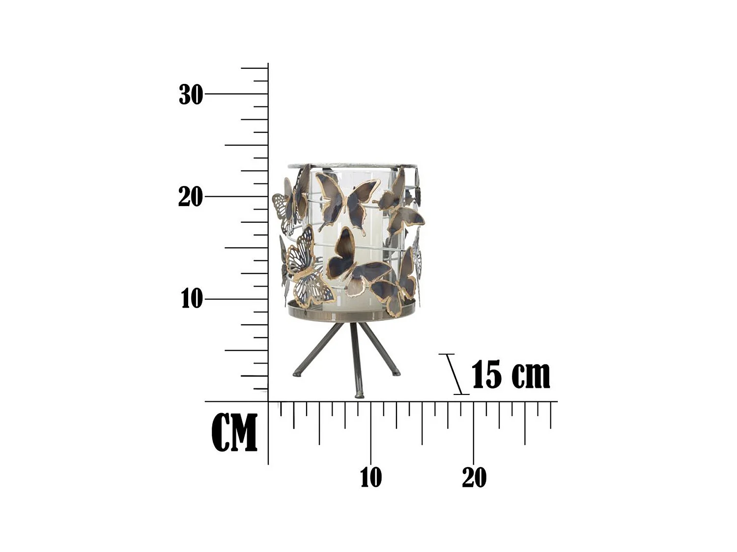 Suporte de Velas Borboleta 20, Multicolorido, 15x15x23,5 cm, Epikasa