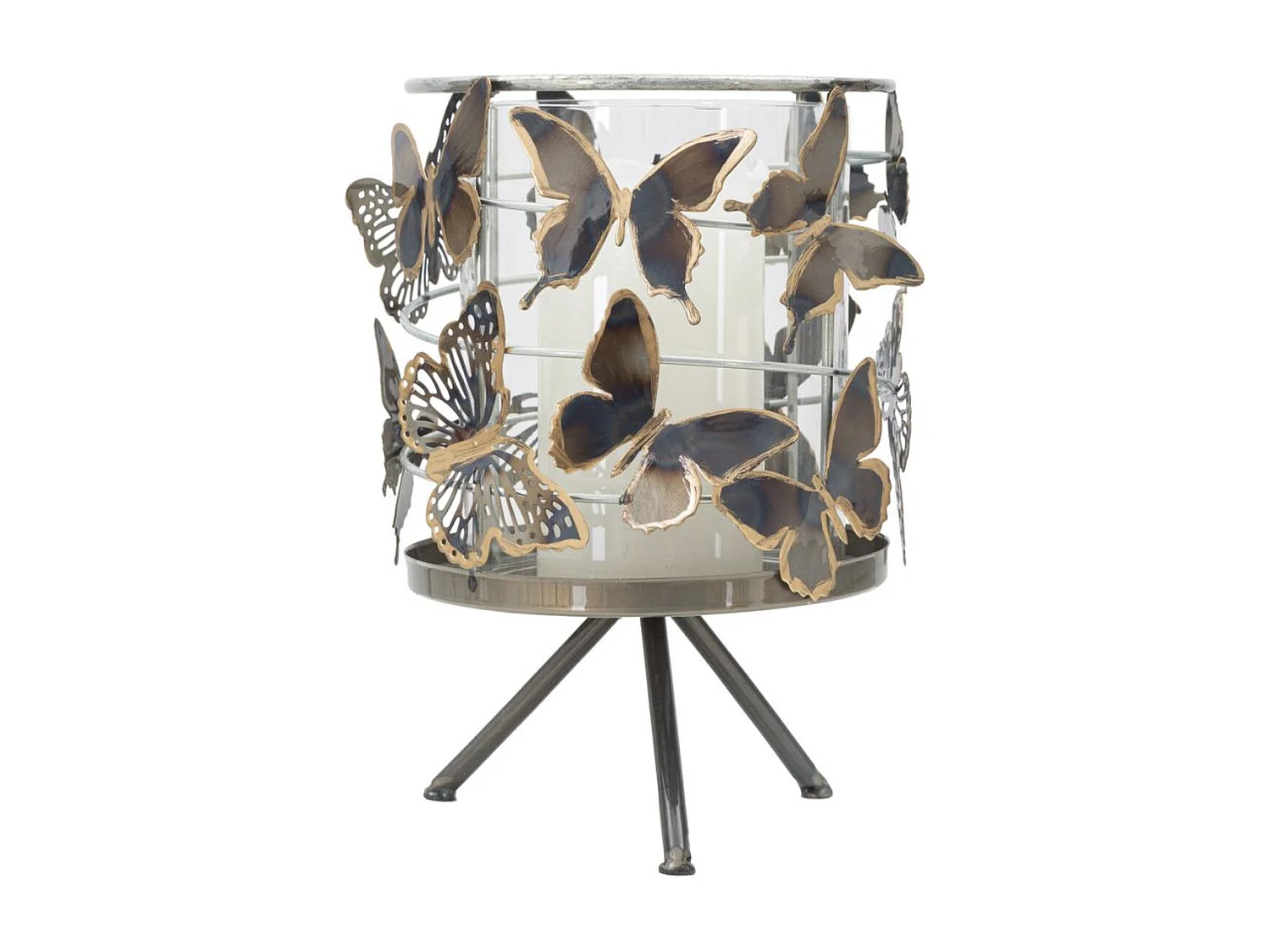 Kaarsenhouder Vlinder 20, Veelkleurig, 15x15x23,5 cm, Seven Design