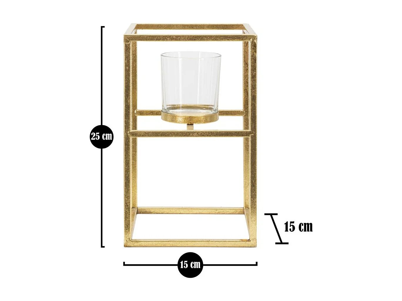 Bougeoir MF348, Or, 15x15x25 cm, Seven Design