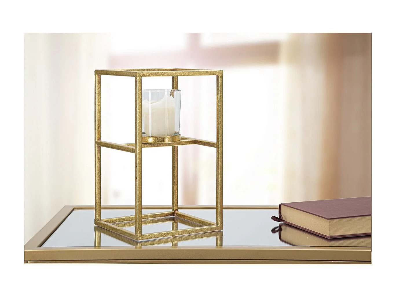 Suporte de Velas MF348, Ouro, 15x15x25 cm, Seven Design