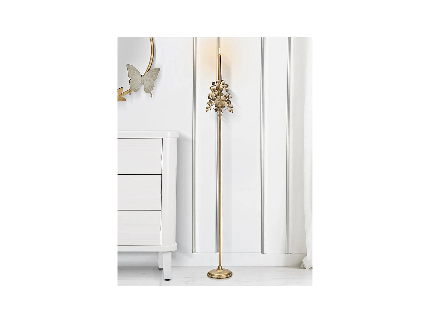 Świecznik MF335, Złoto, 17x17x118 cm, Epikasa